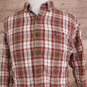G.H. Bass & Co. Shirt Mens 2XL Brown Red Plaid Long Sleeve Button-Up Flannel